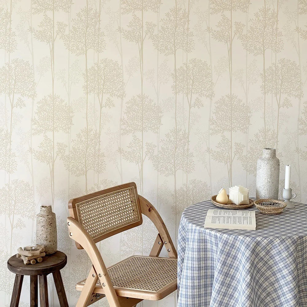 Simple Tree Wallpaper Self-adhesive Waterproof Wallpapers Bedroom Home Decoration PVC Removable Peel and Stick Wall Stickers