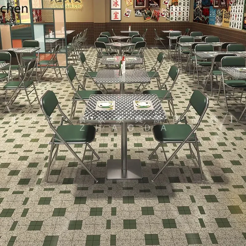 Tea Restaurant Dining Table and Chair Set Square Table Simple Style Noodle Shop Restaurant Street Food Stall Table and Chair