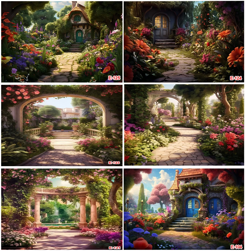 Natural Countryside Flowers Trees Garden Backdrops Photographic Scenery Landscape Wall Decoration Photo Shoot Backgrounds Banner