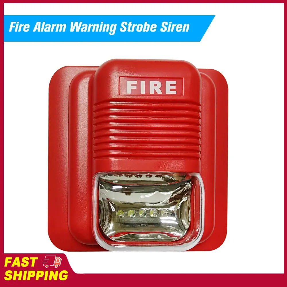 Horn Sound & Strobe Alert Security System Fire Alarm Warning Strobe Siren Tool for Home Office Hotel Restaurant