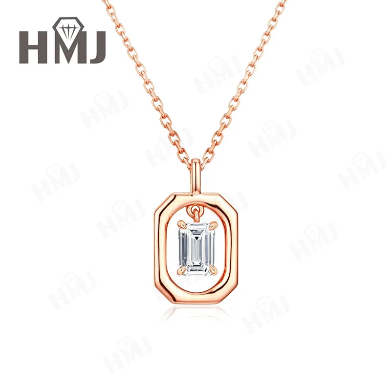 Vintage-Rahmen Moissanit-Anhänger 925 Sterling Silber D-Farbe Smaragdschliff Jubiläumsgeschenk Feiner Schmuck für Sie – Detail 3