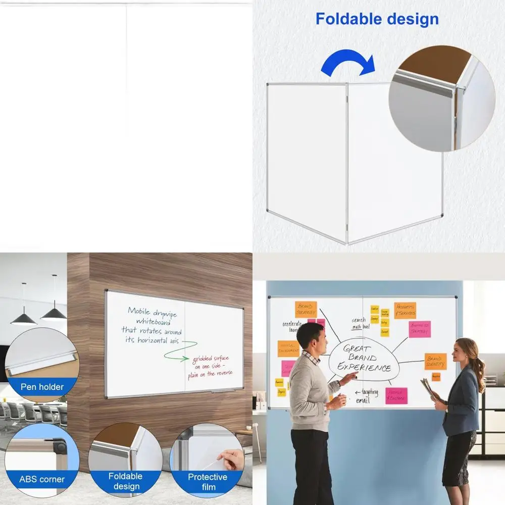 

Складная магнитная доска 48x36 дюймов с алюминиевой рамкой и держателем для ручек для настенных презентаций