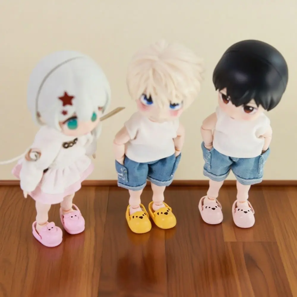 

1 Pair Round Toe Ob11 Doll Slippers Simulation Silicone Mini puppy slippers Mini Cartoon Silicone puppy slippers