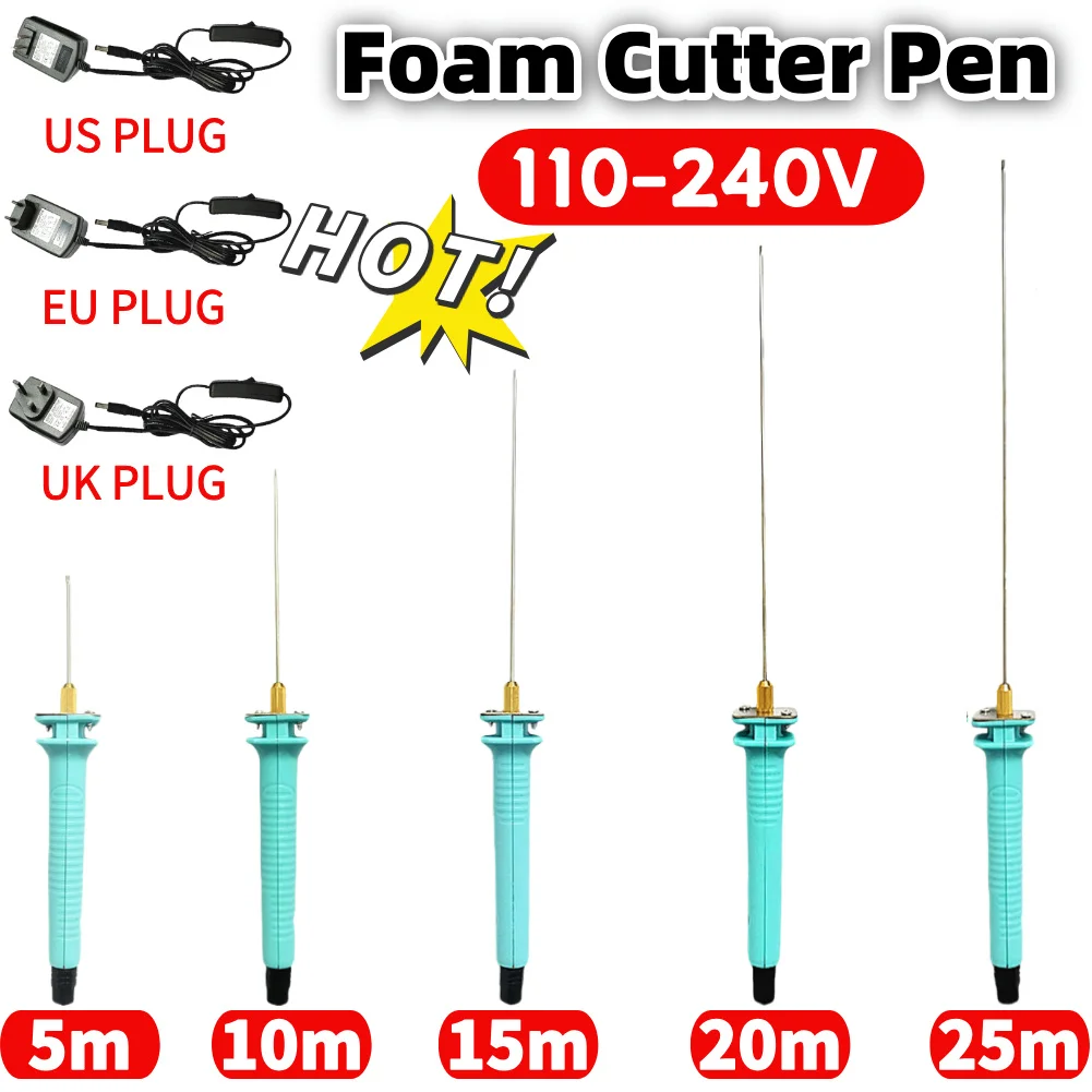 

25-5cm Adjustable Temperature Foam Cutter Pen Hot Wire Cutter Pen US/EU/UK Plug Electric Foam Polystyrene Cutting Machine Tools