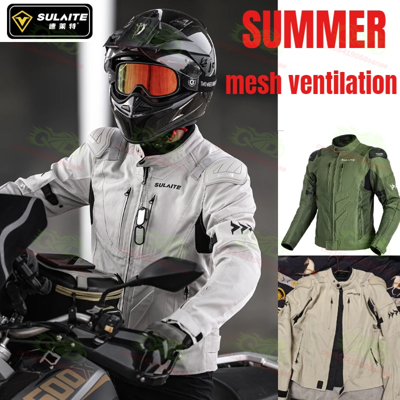

Summer SULAITE Motorcycle Riding Suit Racing Suit Mesh Breathable Belt Protective Gear Motorcycle Equipment Men's Jacket S-4XL