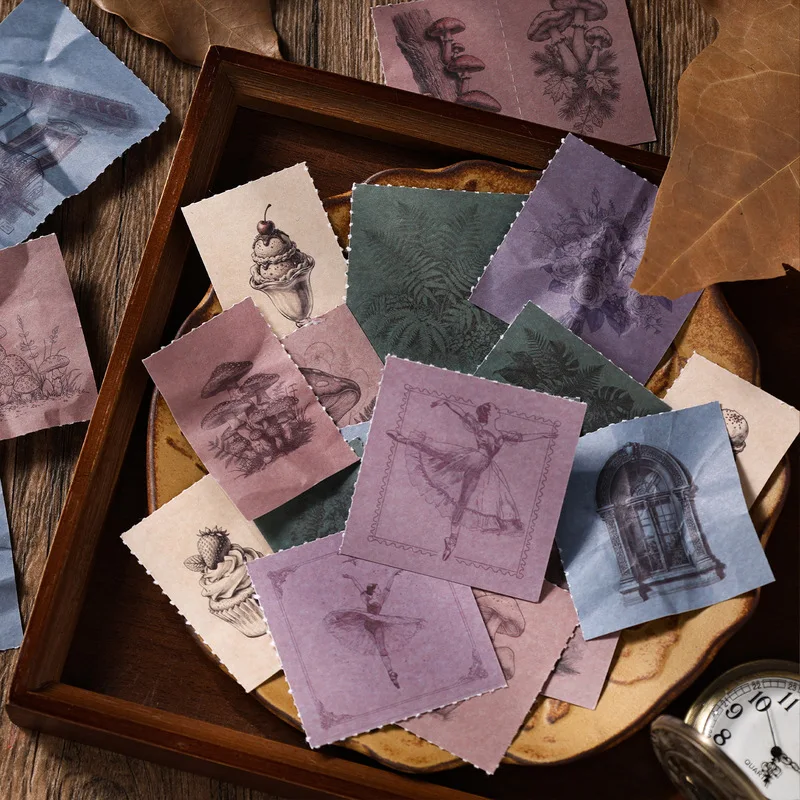 1book/10pcs Retro Sketch Everything Journal Sticker Kit, Stationery Supplies for DIY Memory Album Decoration Craft Supplies