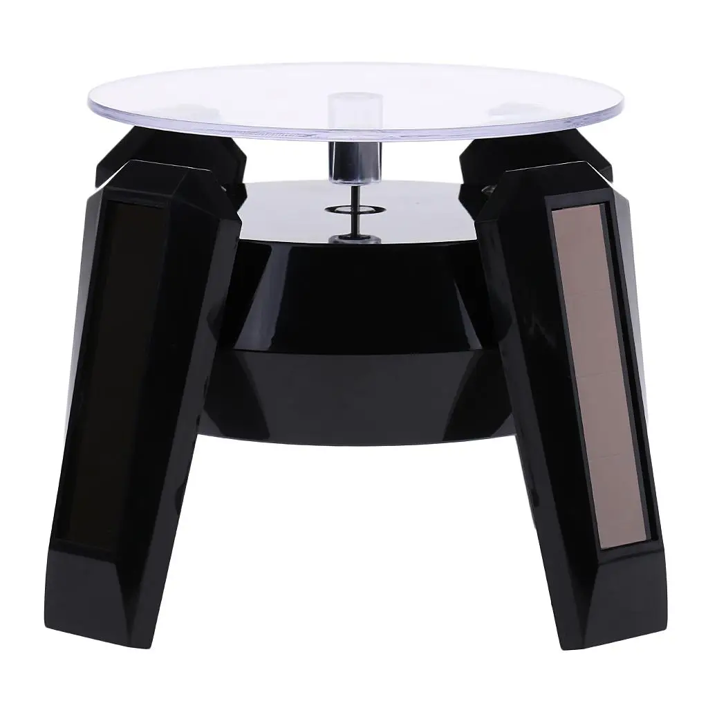 LED Solar Powered Jóias Display Stand placa, 360 Dergee Turntable