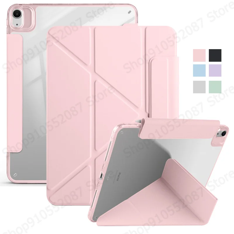 

Чехол Funda для iPad Air 11, умный складной кожаный акриловый прозрачный жесткий магнитный чехол для iPad Air 5 4 Air 11 M2 M3, чехол