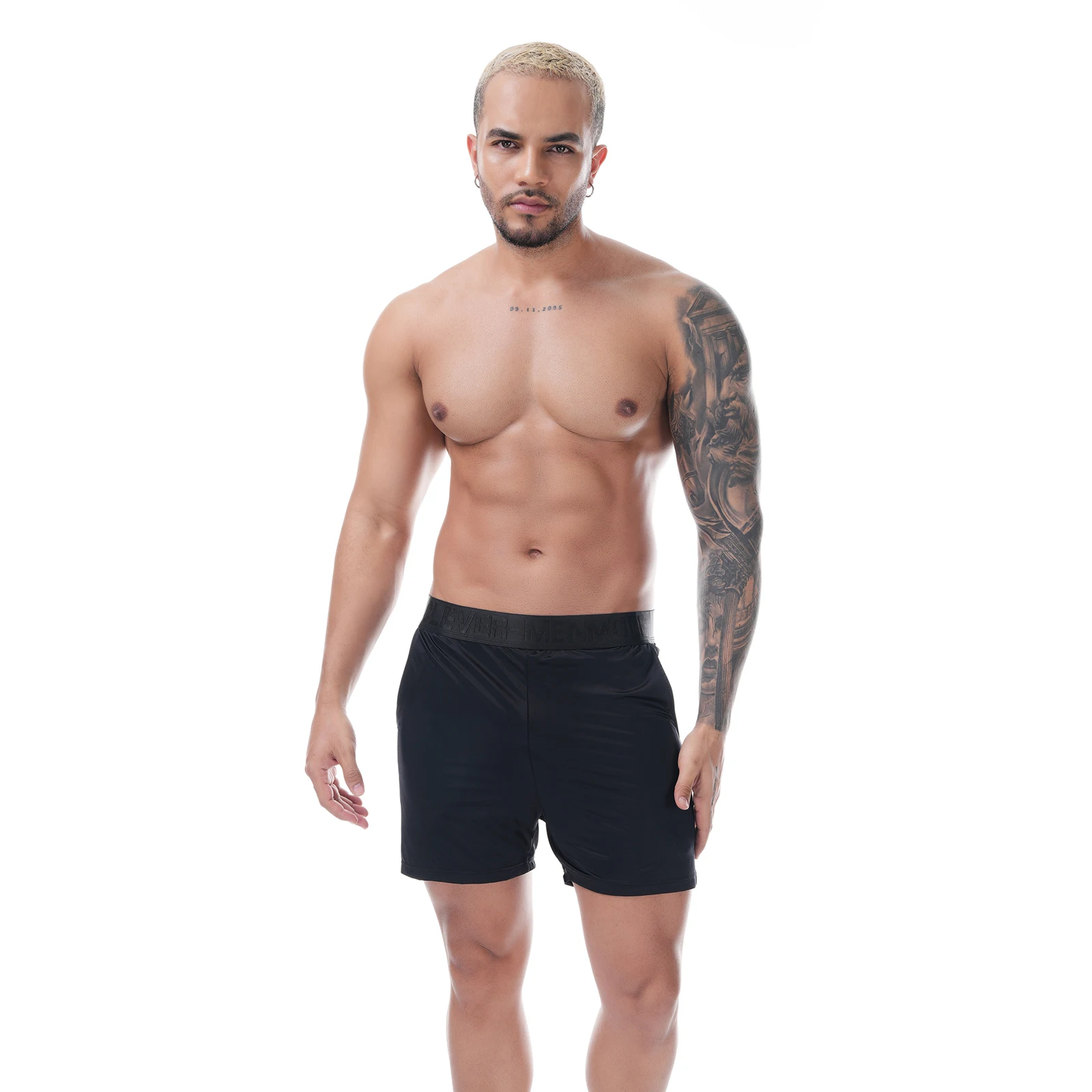 Men's Fitness Boxers Satin Ice Silky Boxer Shorts Wide belt Quick-dry Sports Shorts Breathable With Pocket Extended Underpants