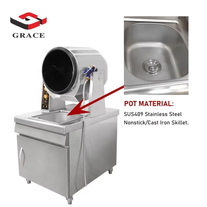 Commercial Restaurant Kitchen Equipment Fried Rice Machine Electric Cooking Robot Rotating Automatic Stir Fry Machine