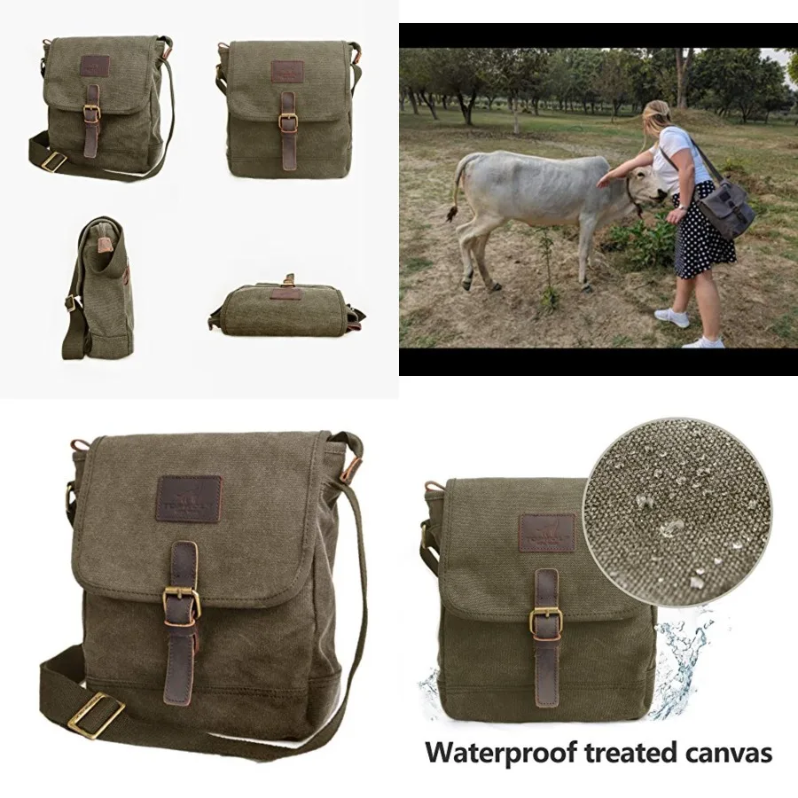 Canvas Messenger Bag Small Crossbody Bag Casual Travel Working Tools Bag Shoulder Bag Hold Phone Handset Anti Theft Small, Casu