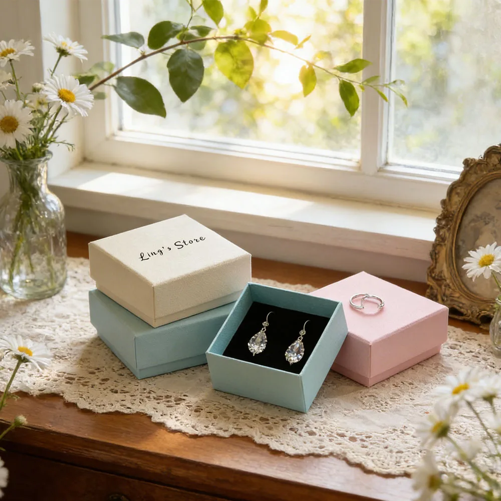 24 stuks op maat gemaakte logo creatieve sieraden papieren cadeauverpakking doos ketting ring oorbellen oorbel studs armband opbergorganisator displaystandaard