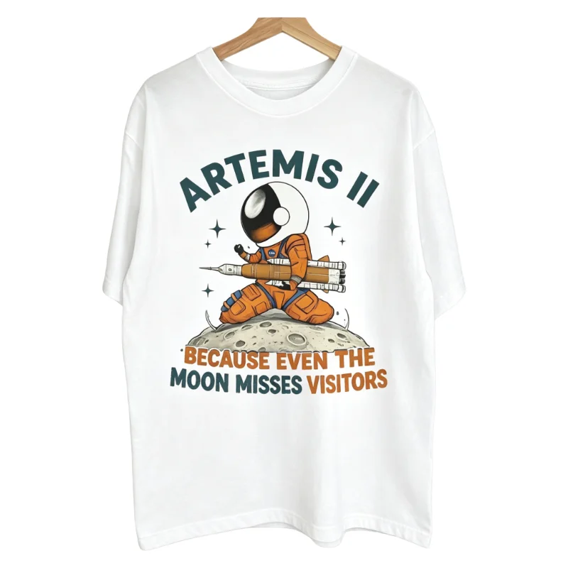 Astronaut Unisex Artemis II Moon Visitor T-Shirt Premium Cotton Short Sleeve Y2K Harajuku Space Adventure Casual Graphic Top