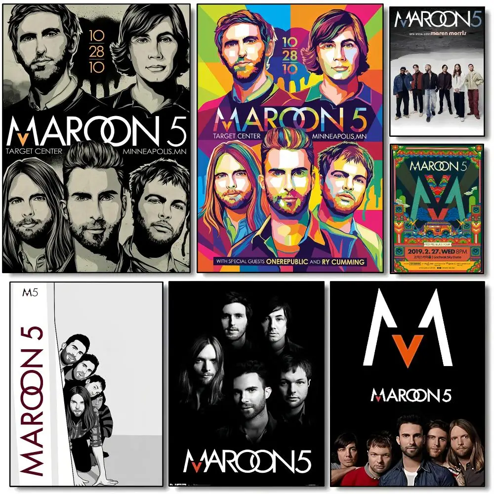 Pop Rock Band M-Maroon 5 Poster HD Wall Art Aesthetic Home Decor for Living Room Bedroom Café Office Stylish Gift