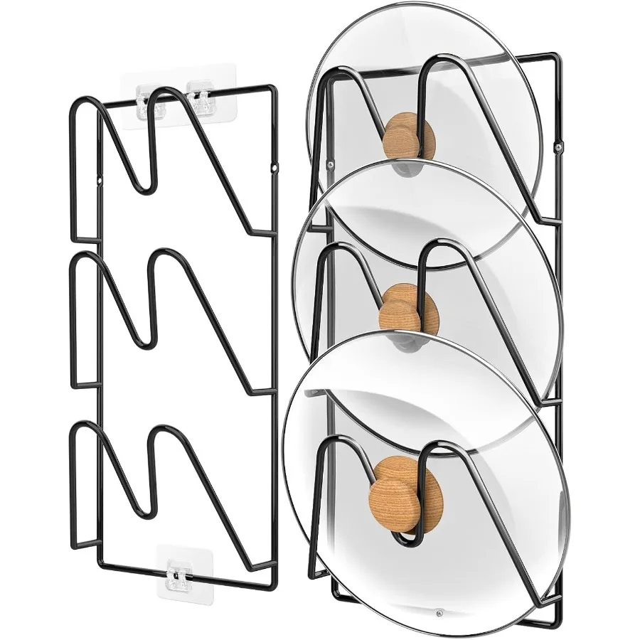 

2Pack Pot Lid Organizer 6Tier Pots Pans Lid Holder Organizer for Cabinet or Wall Door Kitchen Storage NoDrill Adhesive Mount Sp