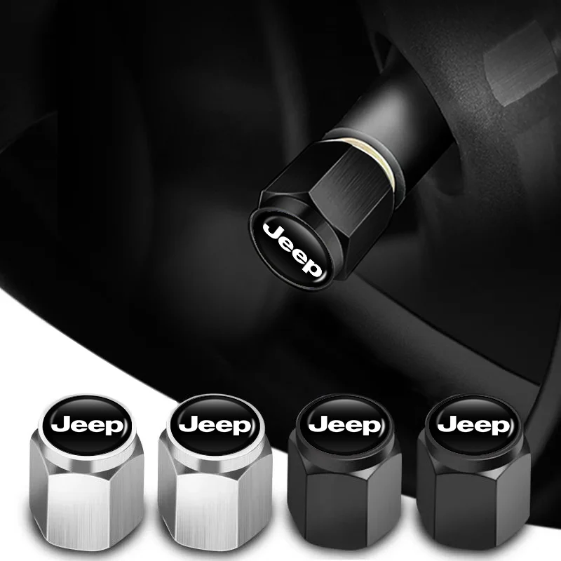 Aluminum Car Tire Valve Stems Cap Dustproof Cover Accessories For Jeep Grand Cherokee Compass Patriot Renegade Wrangler