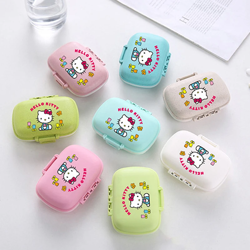 Portable Cartoon Sanrio Hello Kitty Pills Organizer Case 7 Grids Pillbox Tablet Storage Container Weekly Medicine Pill's Box