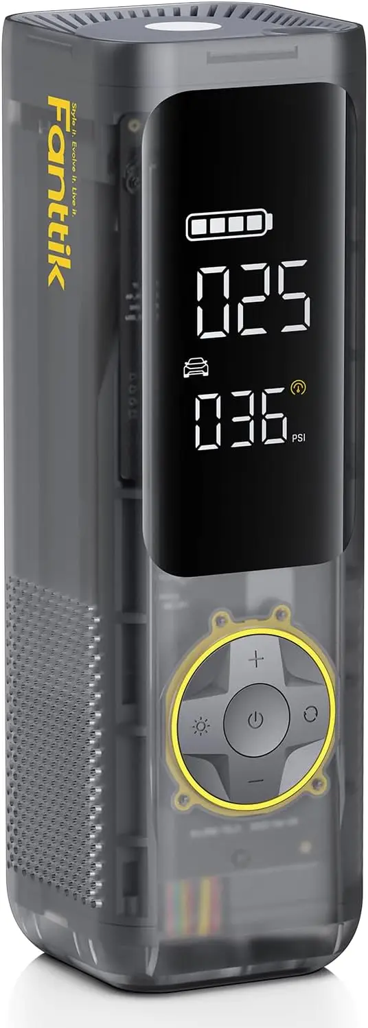 

Портативный воздушный компрессор, беспроводной насос для шин 150PSI с LED-дисплеем и двумя экранами, быстрая накачка для шин автомобилей, велосипедов и мотоциклов