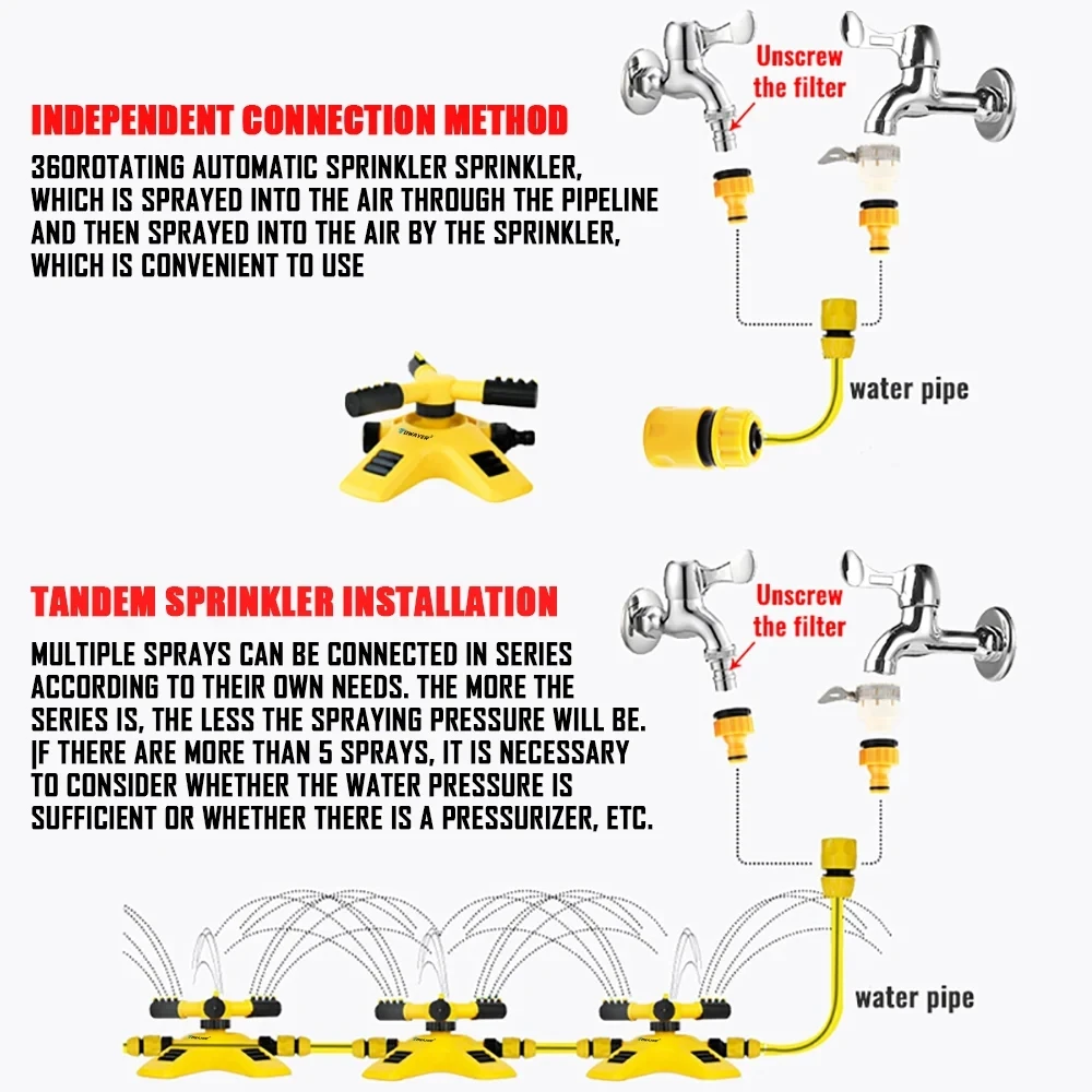Automatyczny obrotowy system zraszaczy ogrodowych, szybkozłącze, dysza obrotowa, materiały do nawadniania ogrodu, 360 stopni