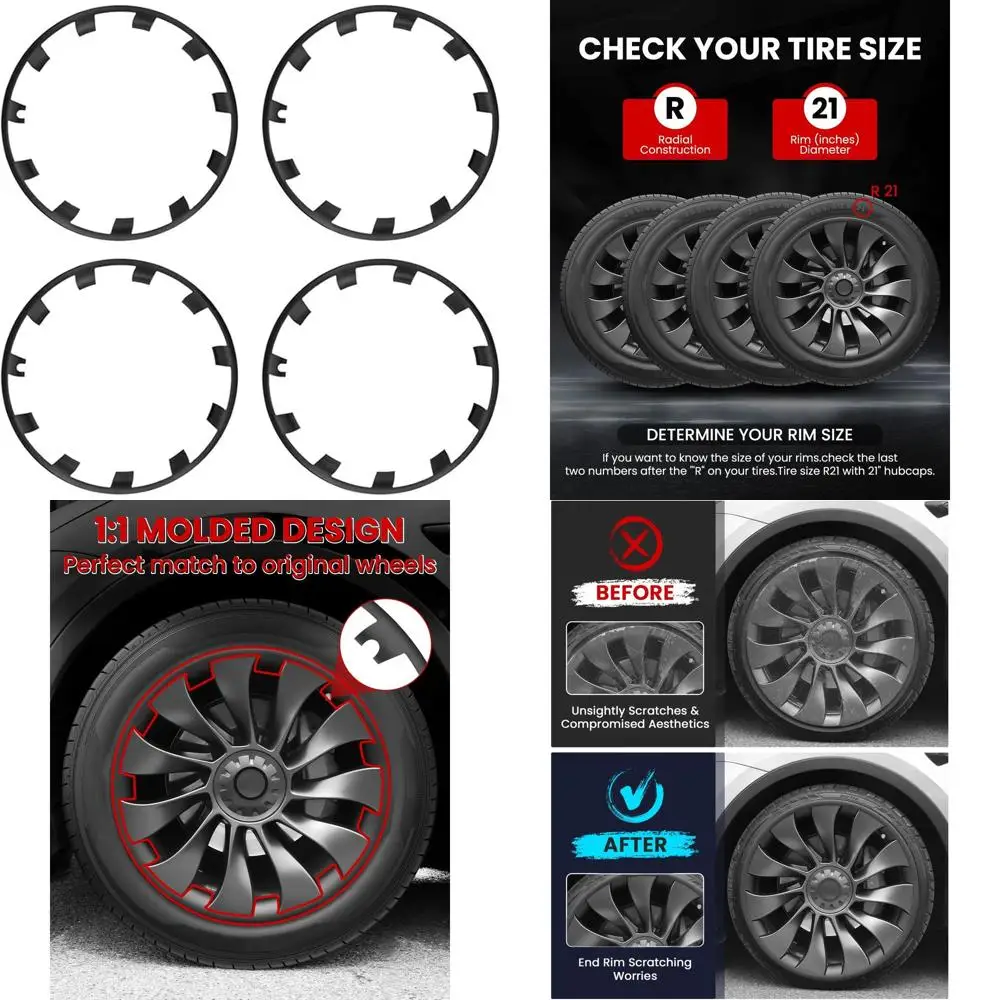FORAUTOMOD Tesla Model Y 21 Inches Wheel Rim Protector, 4 PCS ABS Tesla Wheel Protector for Model Y 2017-2024, Durable and Wear-
