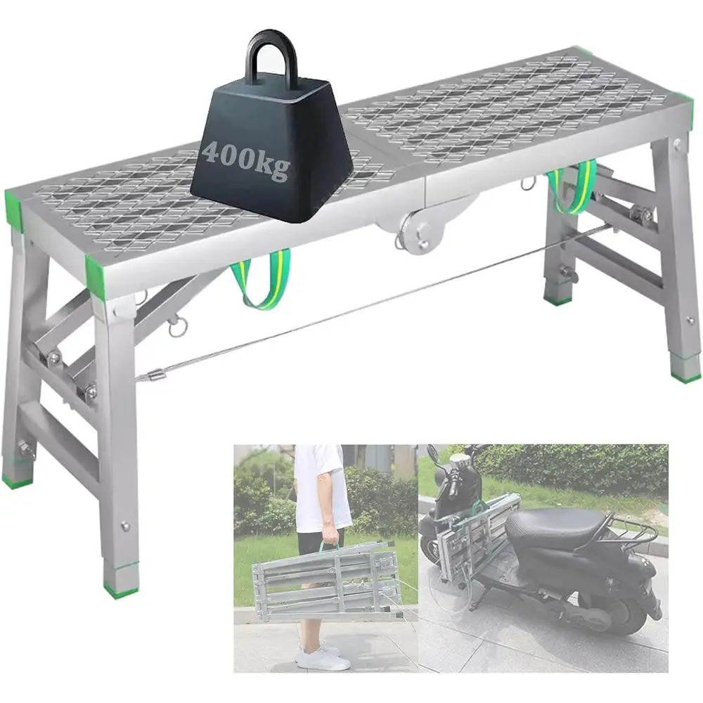 5-Gear Adjustable Height Folding Scaffolding Workbench with Multipurpose Platform Ladder for Home Engineering