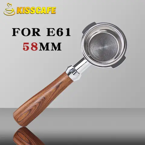 Porte-filtre à café sans fond, 58MM, nu, pour E61 EXPOBAR, deux oreilles avec panier filtrant, accessoires de Machine à expresso, outils Barista