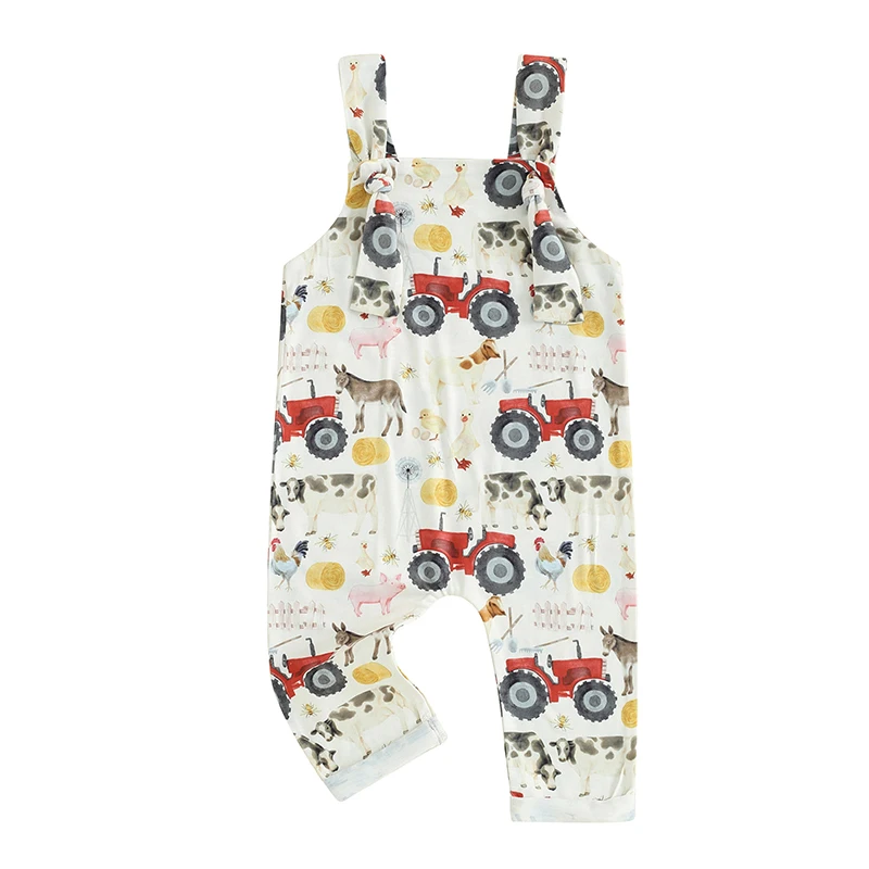 

Infant Baby Boy Girl Farm Romper Clothes Cute Animal Print Sleeveless Jumpsuit Toddler Summer Overalls Outfit Clothes