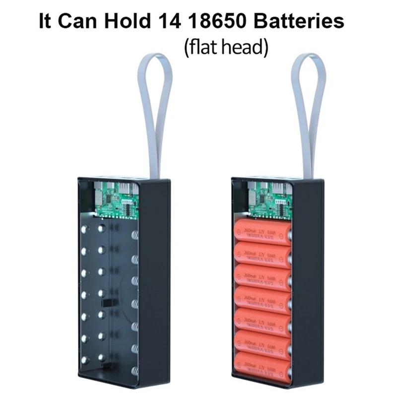 14X18650 صندوق تخزين بطاريات PD شحن سريع لحام مجاني لتقوم بها بنفسك علبة بنك الطاقة 18650 صندوق حامل البطارية
