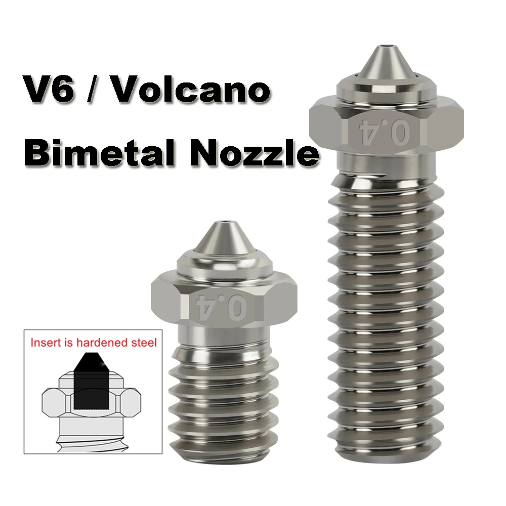 New upgrade V6 Volcano Nozzle DLC Insert is Hardened Steel body is Copper Plated Bimetal Nozzles High Temperature Wear Resistant