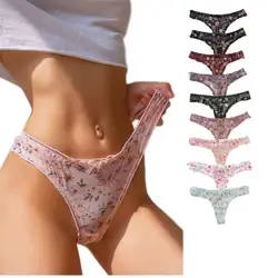 SP&CITY Flower Printed Mesh Lace Thong Transparent Sexy Women’s Underpants Summer Thin Hollow Out Panties Cotton Crotch Briefs