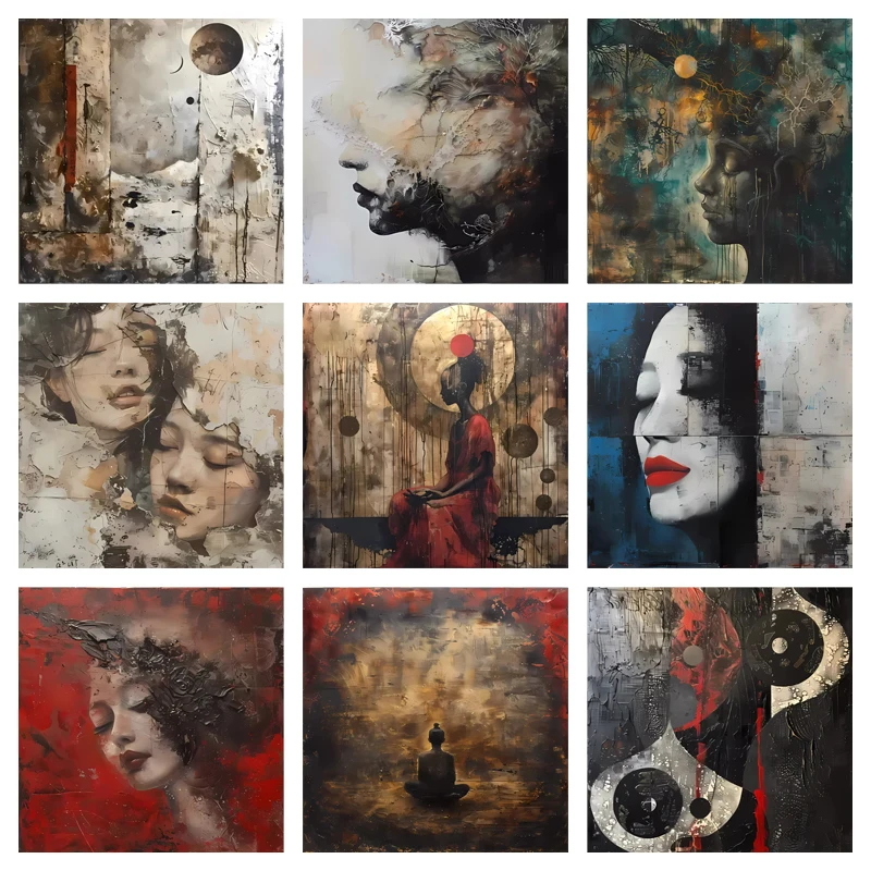 22cm Fashion Art Oil Painting dilapidated style DTF Heat Transfer Printing Ironing Patch Clothing Pillow Accessory