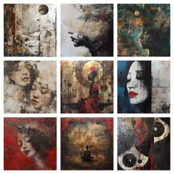 22cm Fashion Art Oil Painting dilapidated style DTF Heat Transfer Printing Ironing Patch Clothing Pillow Accessory