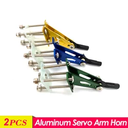 Bocina de brazo Servo de Control de aleación de aluminio con cuatro puntos de montaje, juegos de ángulo de timón de enlace de bola para pieza de modelo de Avión RC, 2 piezas