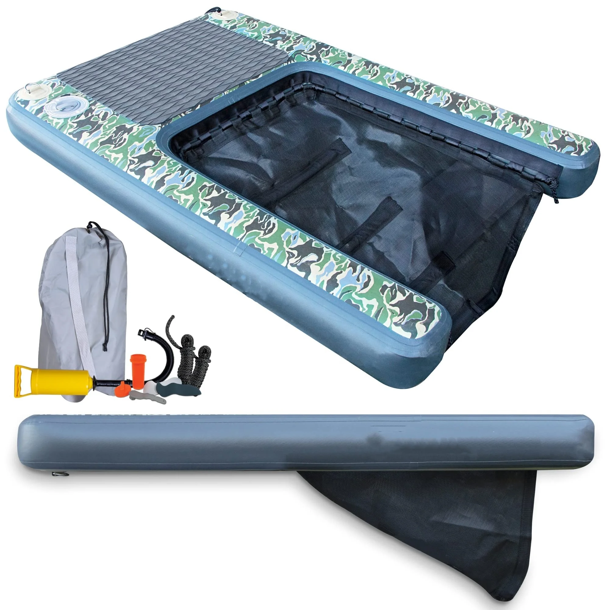 Inflatable Pup Plank CAMO SPORT Dog Float Floating Ramp Ladder for Pool Boats Docks Dog
