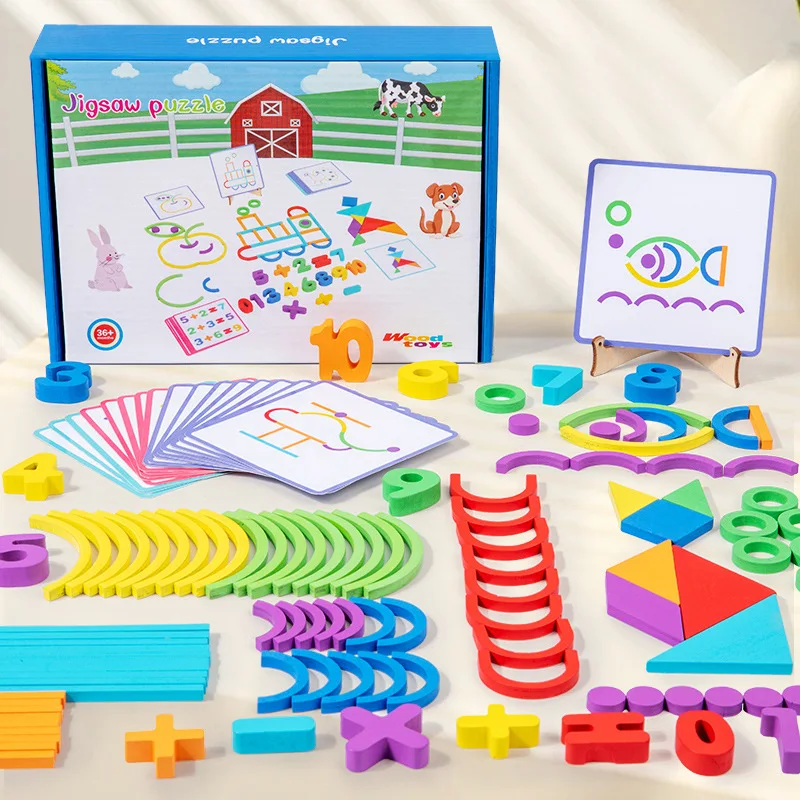 Wooden Creative Sticks And Rings Puzzle Tangram Puzzle Intelligence Game Montessori Educational Toys For Children 3 Year Old