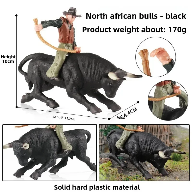 Farm Animals Bullfighting Buffalo Zebu Cattle Calf Bull OX Poultry Action Figures Collection Solid Pvc Model Toy Kids Gift