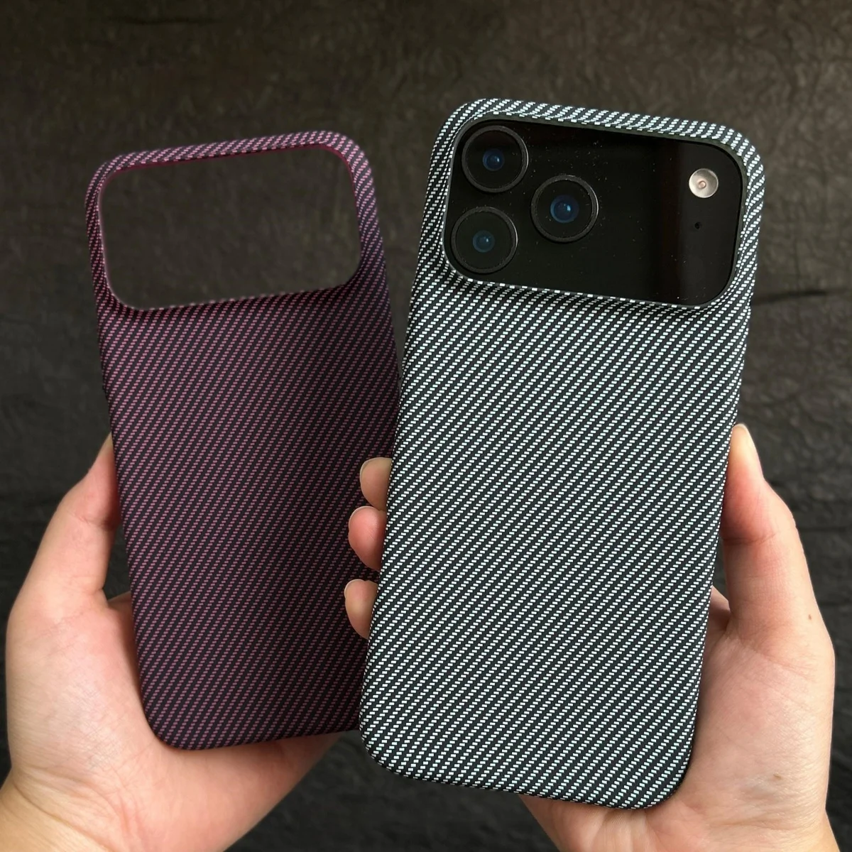 Contrast Clash Color Carbon Fiber Kevlar PC Phone Case For iPhone 18 17 16 15 14 Plus 13 12 Pro Max Plus Armor Shockproof Cover