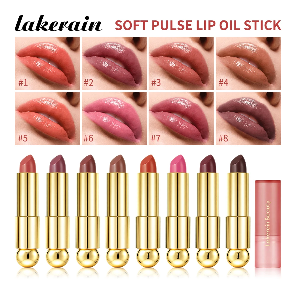 Soft Pulse Lip Oil Stick 3 IN 1 Hydrating Glossy Tinted Long Lasting Moisturizing Nourishing Plumping Shiny Lip Balms 8 Colors