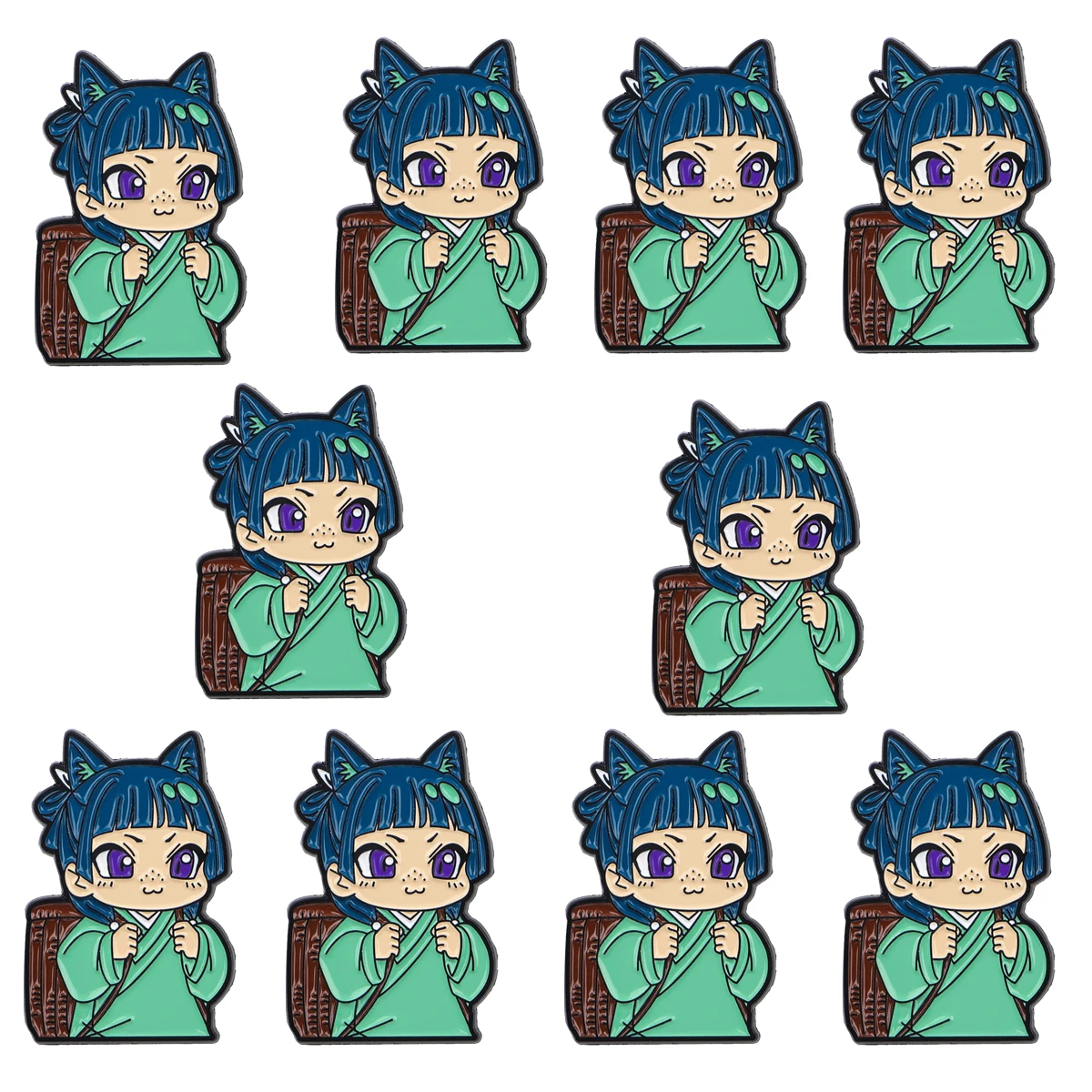 10pcs Japanse Anime Maomao Emaille Pin Hot Badge Op Rugzak Reversspeldjes Manga Broches voor Jassen Cosplay Accessoires Gift speelgoed