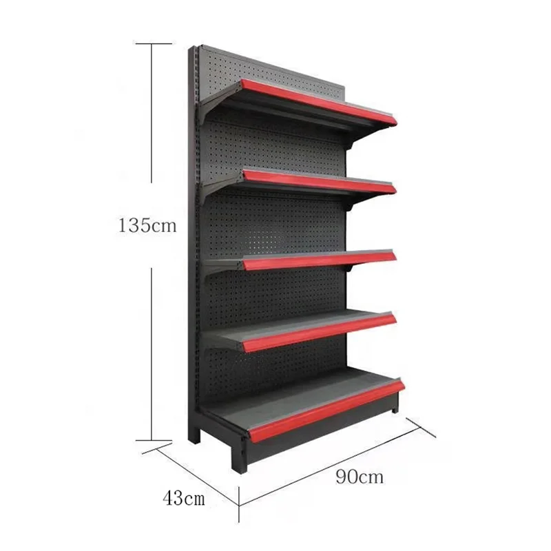 Heavy Duty Steel Single Gondola Double Side Supermarket Shelving Used For Market