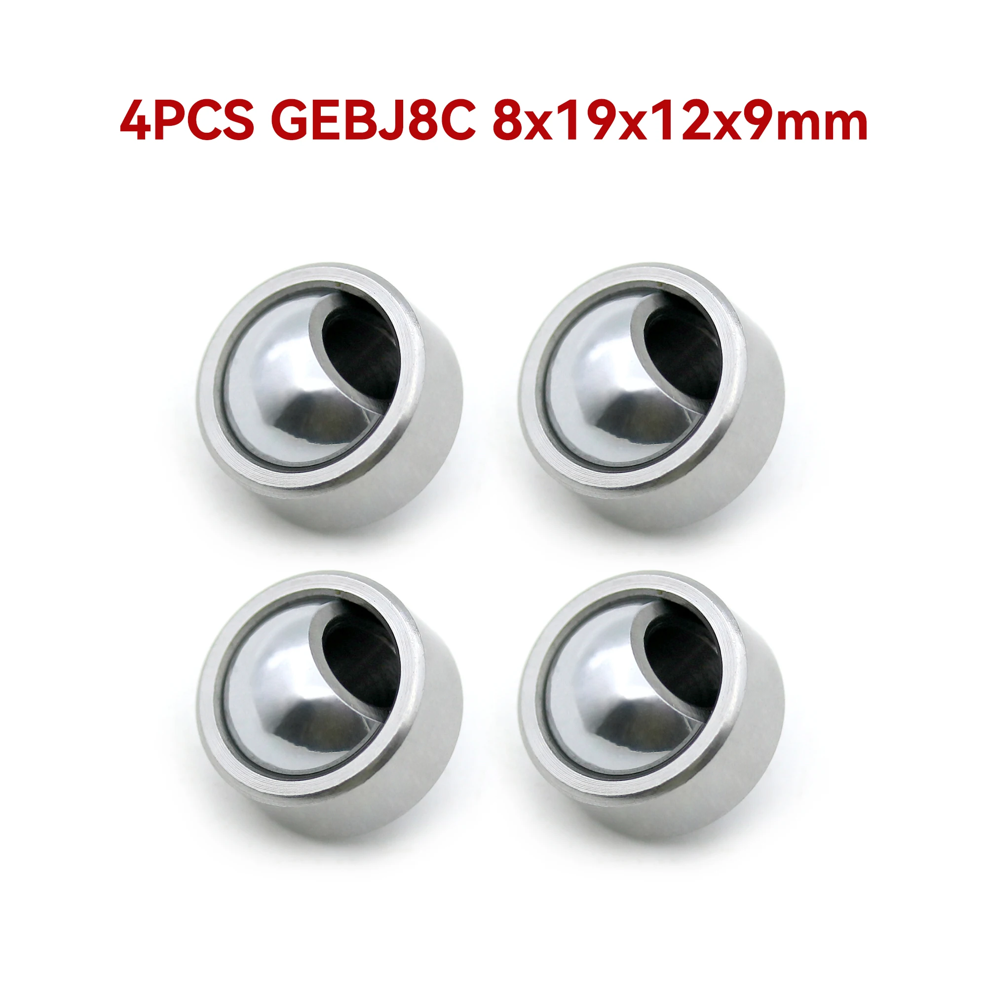 4PCS GEBJ8C Radial Spherical Plain Bearing 8x19x12x9mm Maintenance Free Joint Plain Bearing for Industrial Machinery