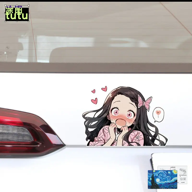 

Anime Ghost Slayer Blade You Beans Peripheral Car Motorcycle Car Sticker Shiding Scratches Reflective Sticker