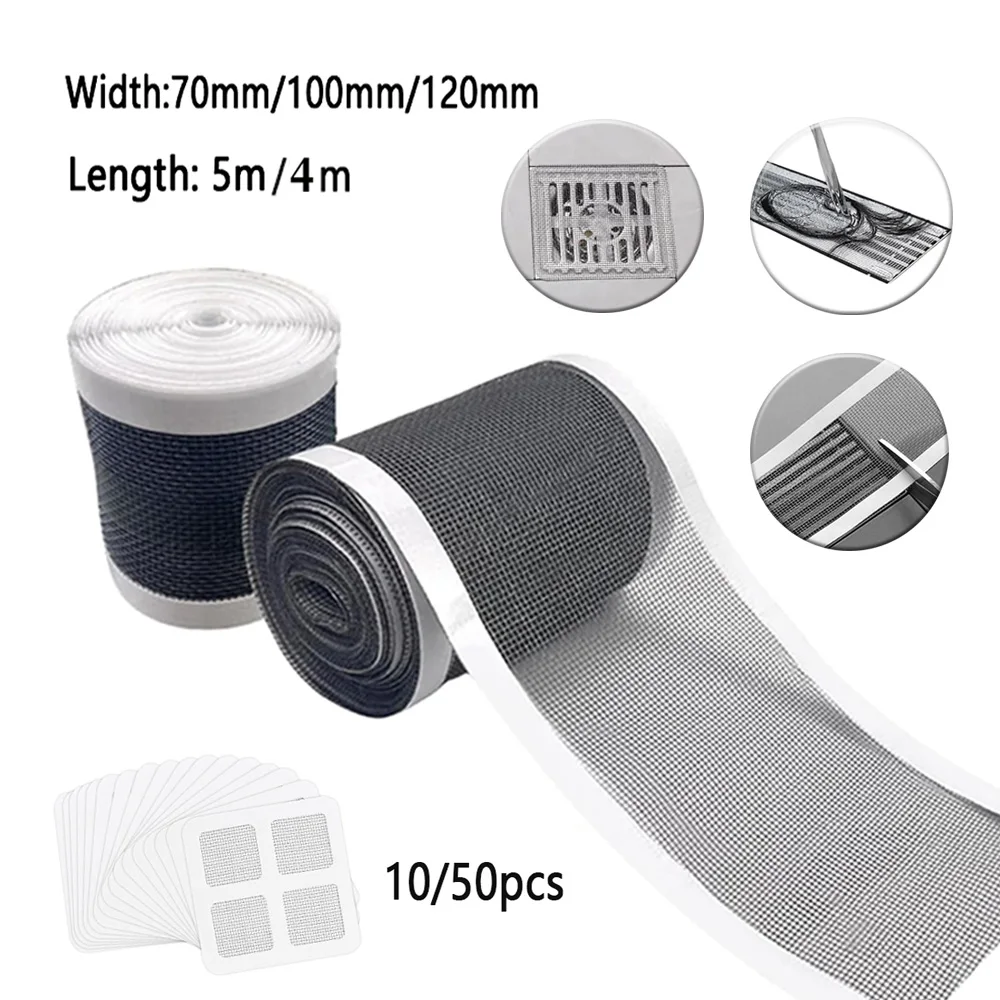 1~3Roll Self-Adhesive Floor Drain Stickers Cutable Shower Drain Hair Catcher Disposable Mesh Sink Strainer Filter Screen Sticker