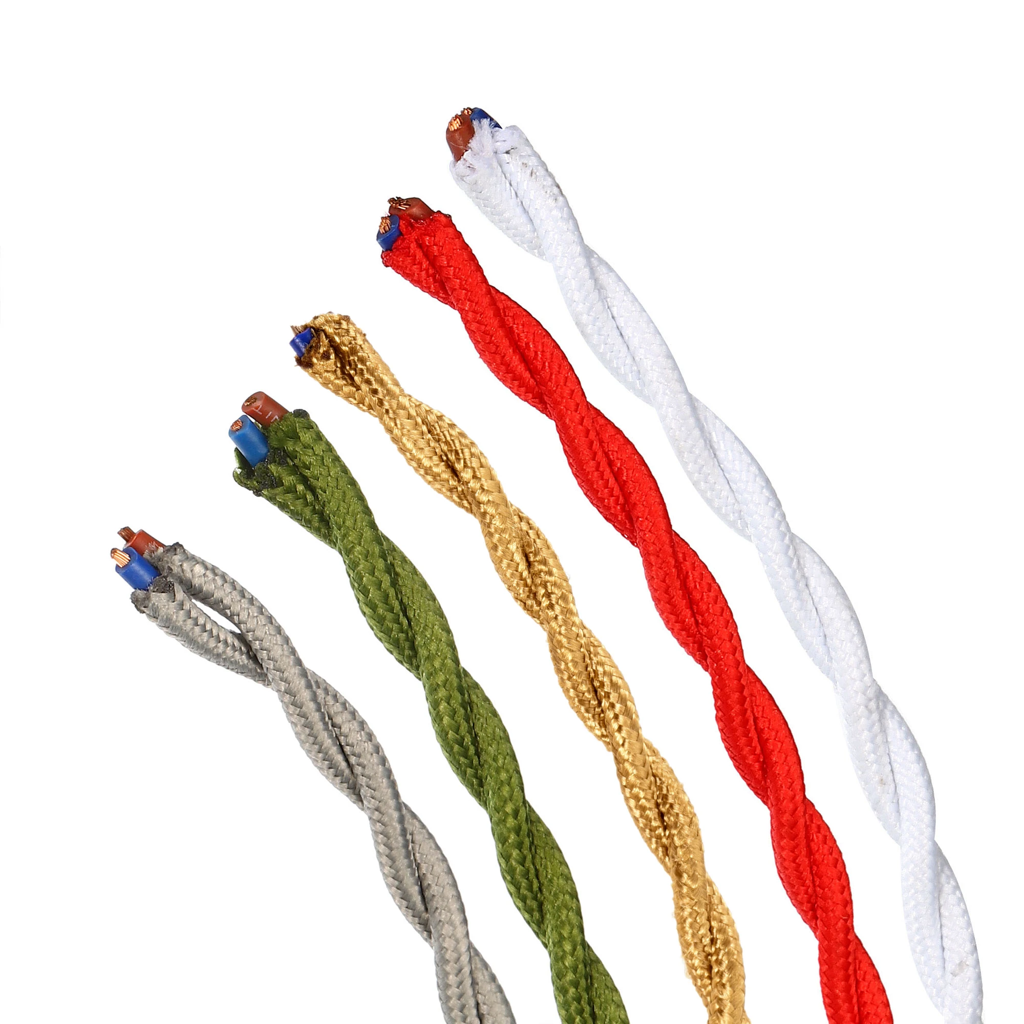 2 Core Electrical Wire Vintage Twisted Fabric Cable 18AWG Colourful Cloth Covered Cable for Vintage Lamp Cord Fans DIY Projects