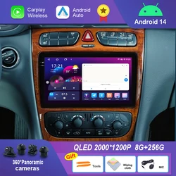 for Mercedes Benz C Class W203 C200 C320 C350 CLK W209 2002 - 2005 Android 14 Car Audio Multimedia Player 4G WiFi GPS Navi