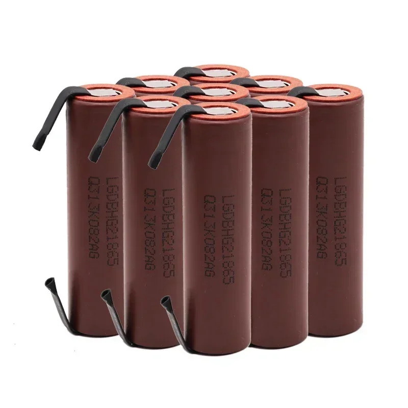 10PCS ForLG HG2 3000mAh battery 3.6v 18650 battery with strips soldered battery for screwdrivers 30A high current+DIY nickel