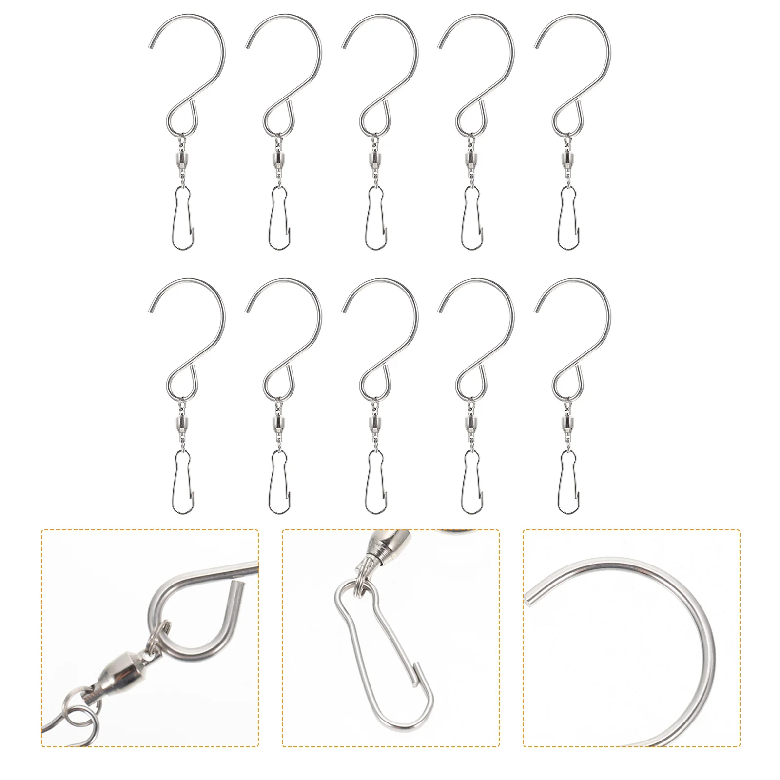 

10 Pcs Wind Chime Hook Swivel Hooks Windbell Hanger Rotating Chimes Hangers Hanging Clips Display Heavy Duty Clothes Rack