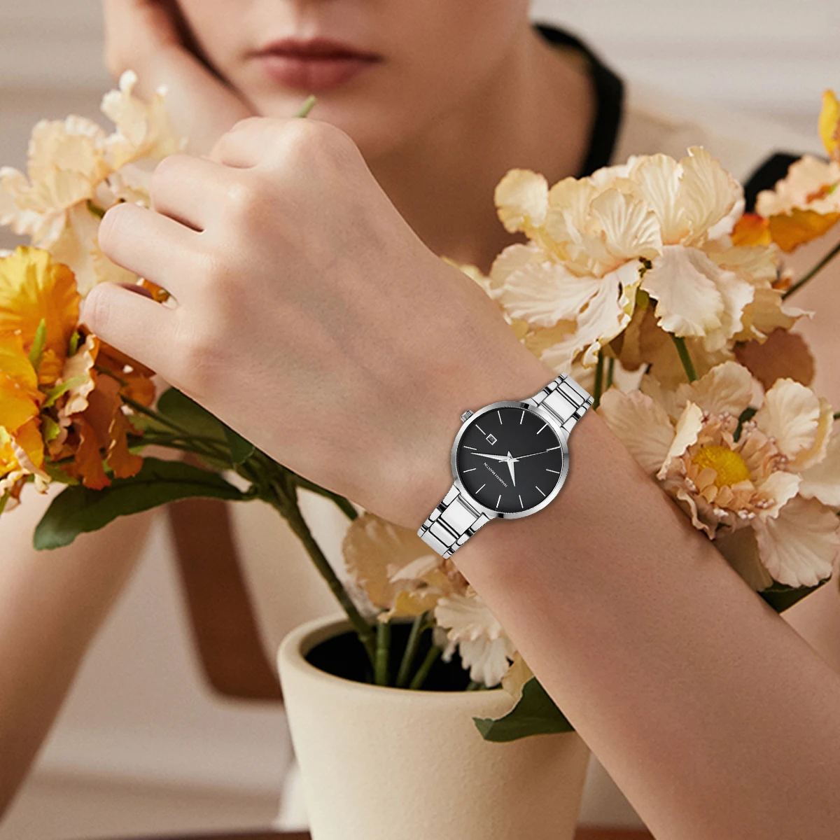 Hannah Martin-relojes de acero inoxidable para mujer, pulsera femenina de Boutique, tendencia