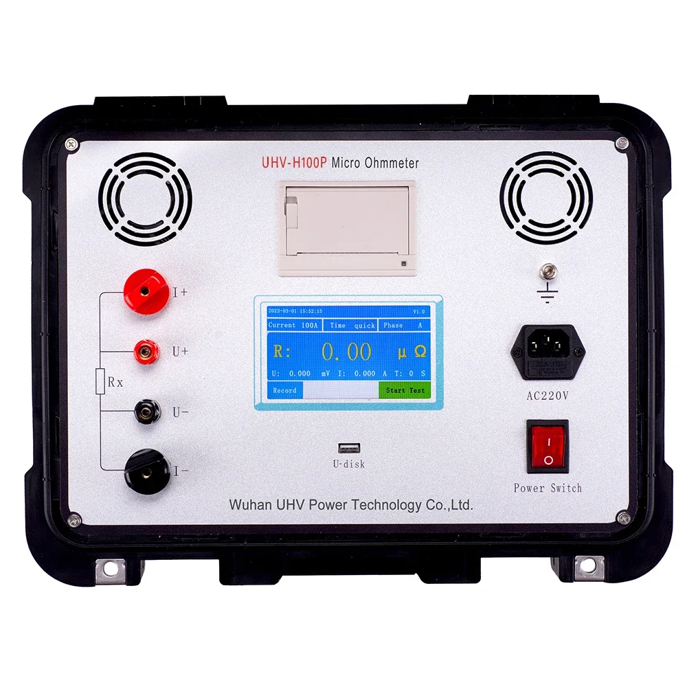 B UHV-H100P Digital Circuit Breaker Loop Resistance Tester Micro Ohm Meter Contact Resistance Measurement