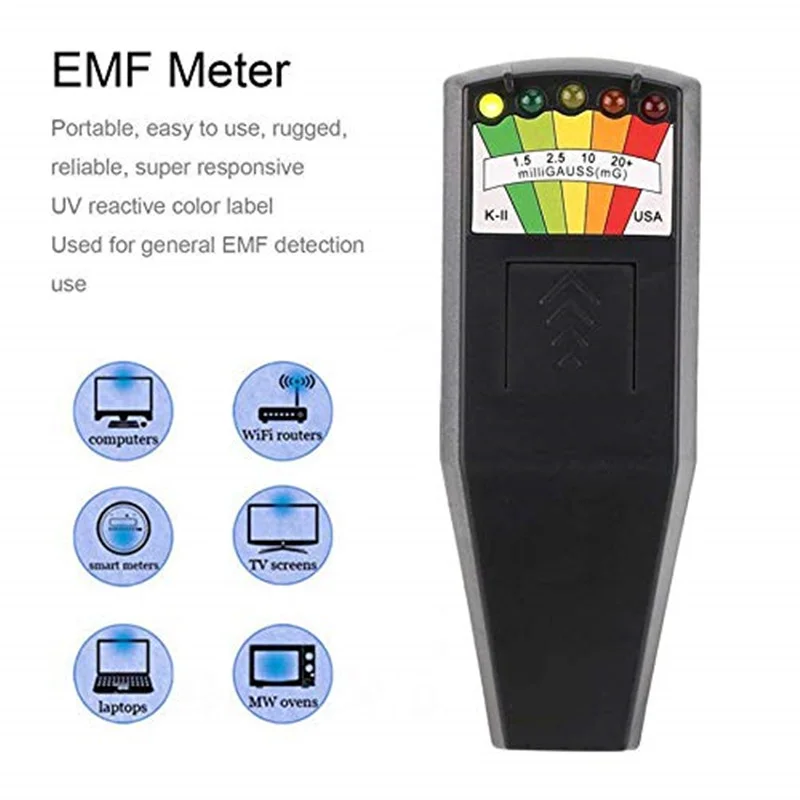 

K2 Electromagnetic Field EMF Gauss Meter Ghost Hunting Detector Portable EMF Magnetic Field Detector 5 LED Gauss Meter